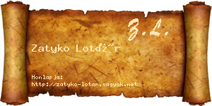 Zatyko Lotár névjegykártya